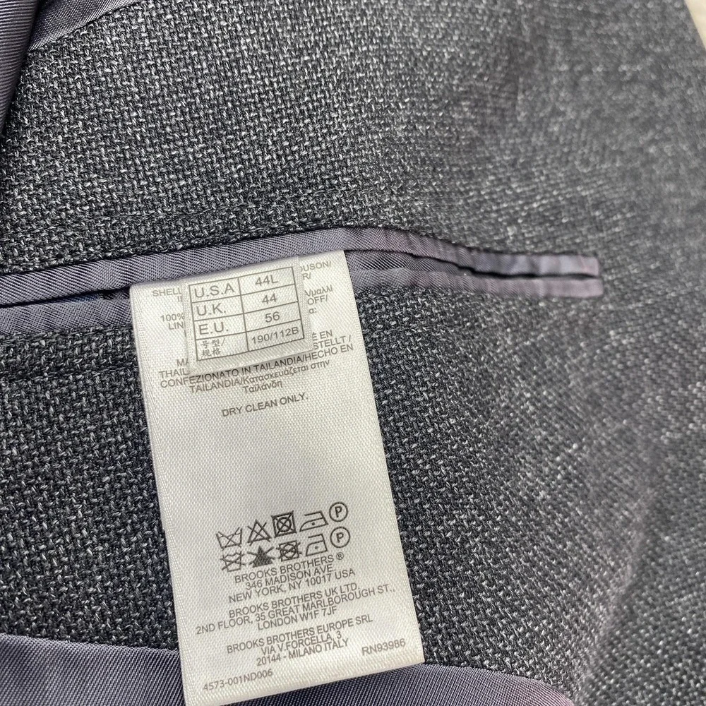 Brooks Brothers Suit Jacket Mens 44 Long‎ Gray Wool Regent Reda Sport Coat